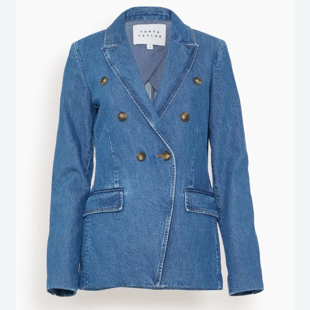 Tanya Taylor Michelle Tailored Denim Blazer Jacket Size 4 NWOT Timeless Modern